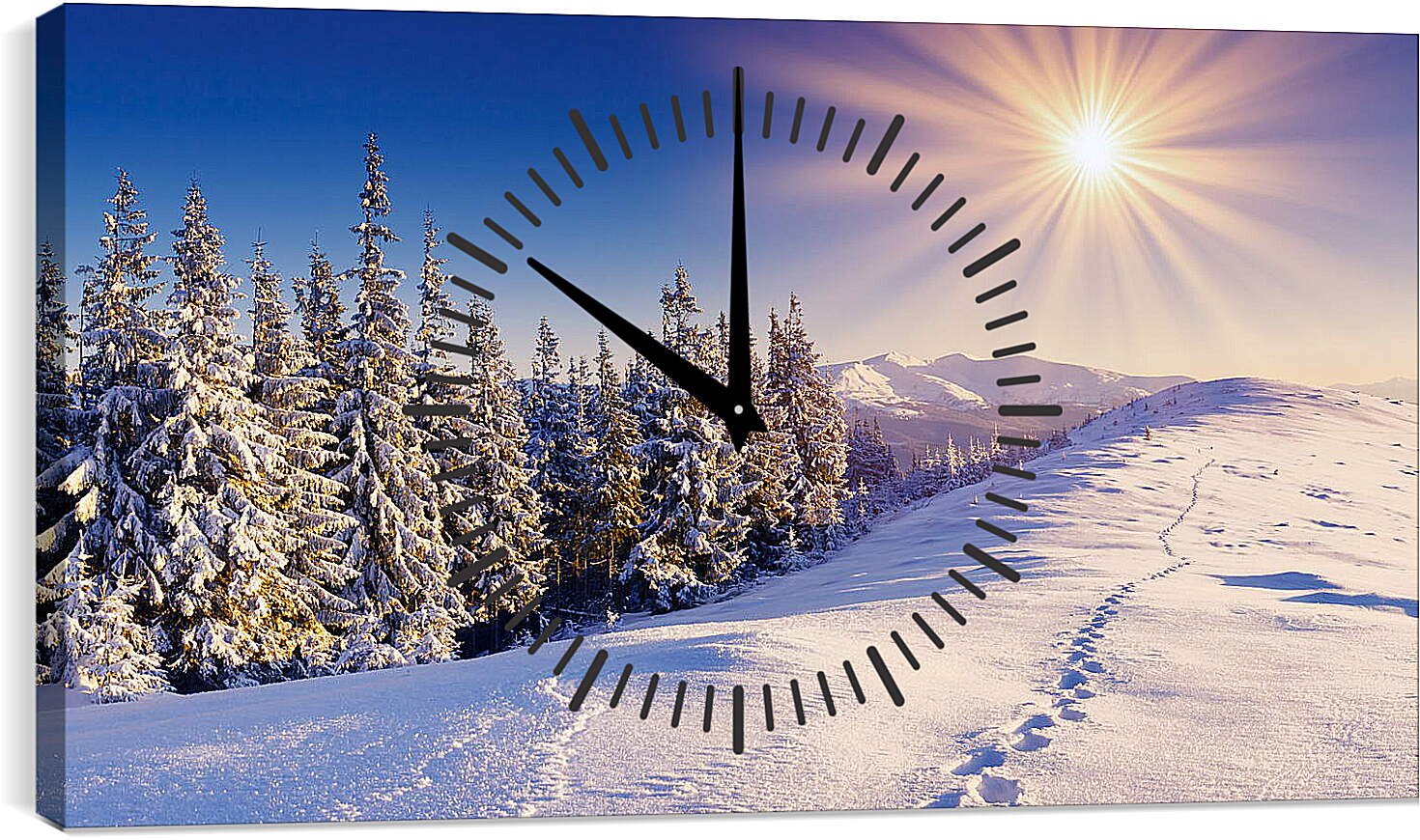Часы картина - Следы на снегу
