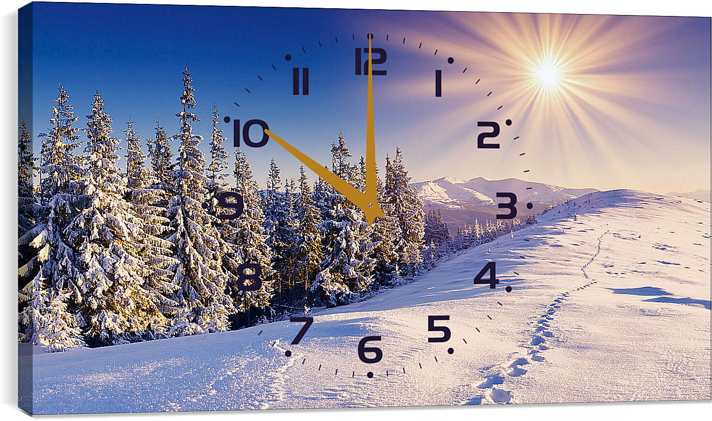 Часы картина - Следы на снегу
