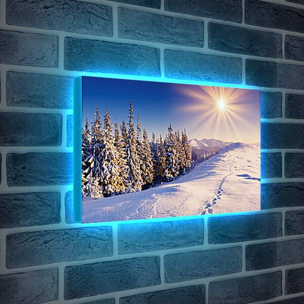 Лайтбокс световая панель - Следы на снегу
