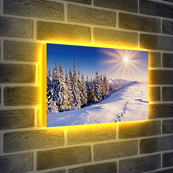 Лайтбокс световая панель - Следы на снегу
