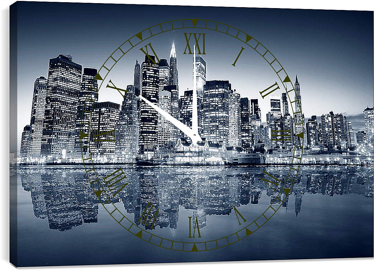 Часы картина - Мегаполис с воды
