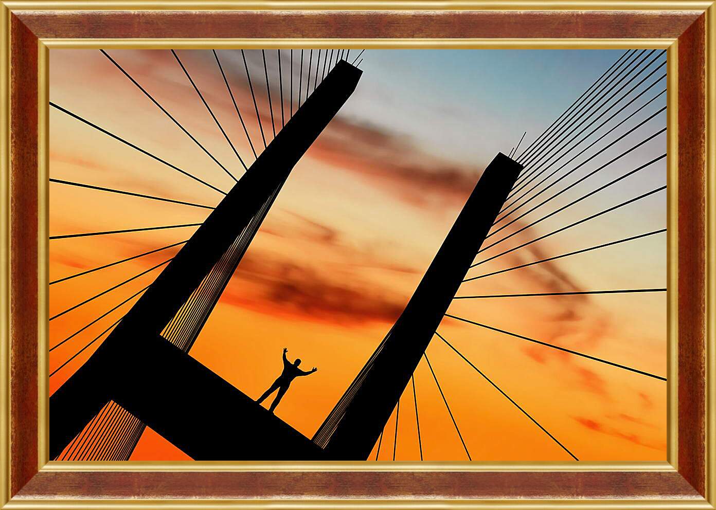 Картина в раме - Человек на мосту