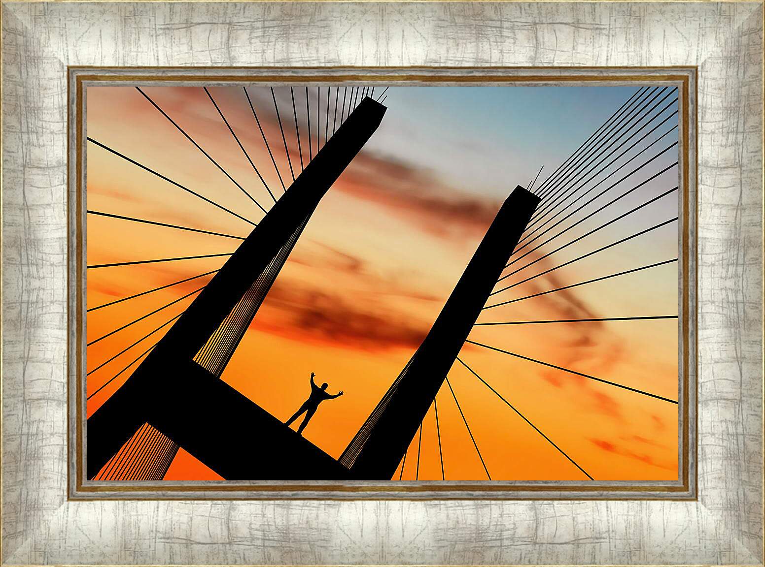 Картина в раме - Человек на мосту