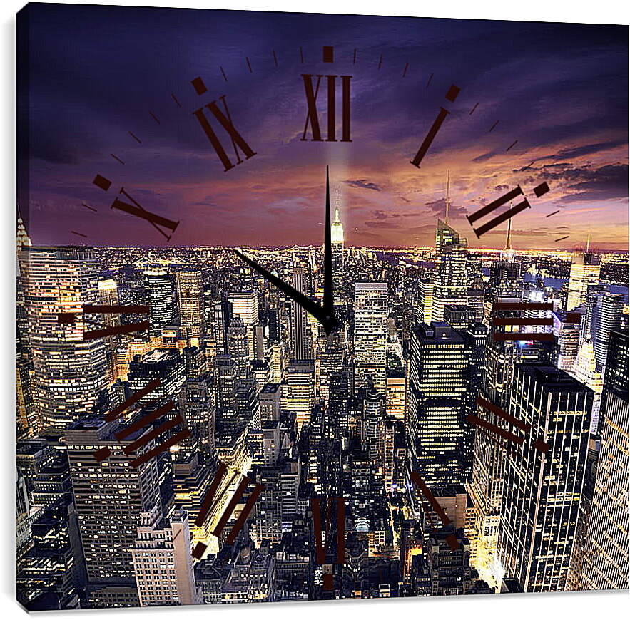 Часы картина - Ночной город сверху
