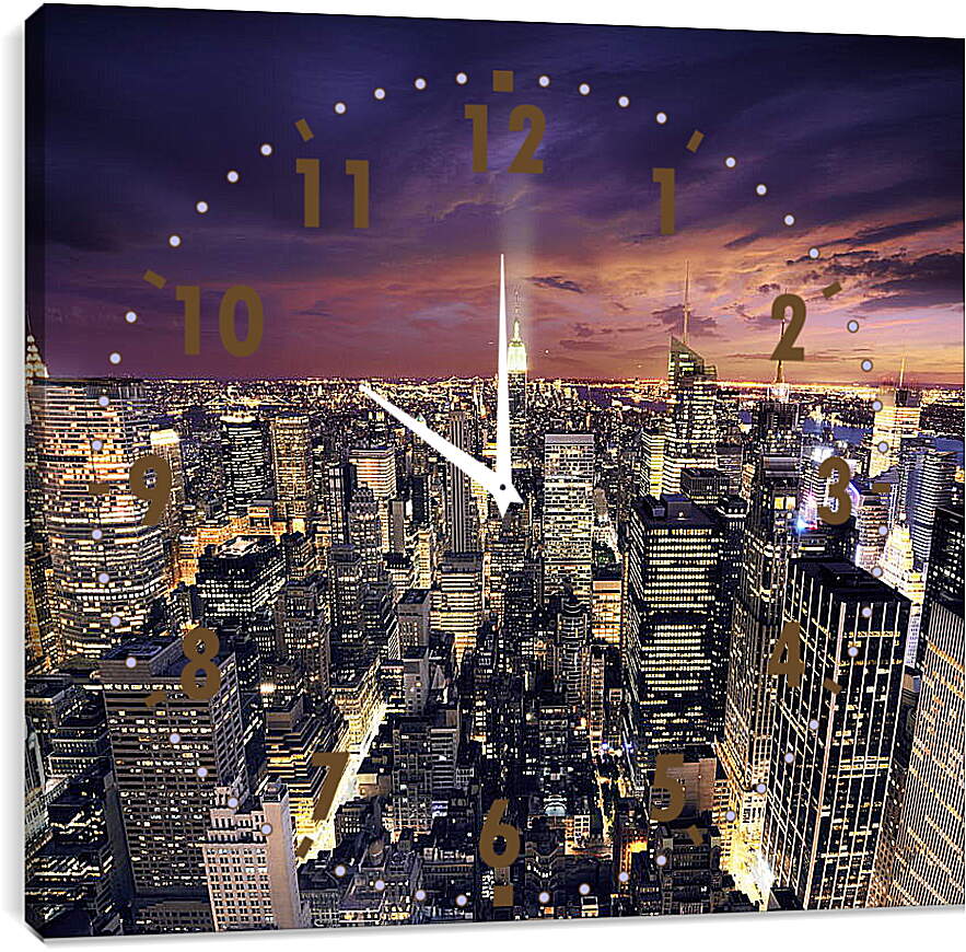 Часы картина - Ночной город сверху
