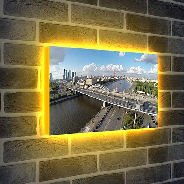 Лайтбокс световая панель - мост через Москву реку
