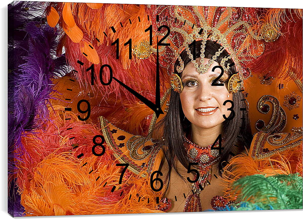Часы картина - Участница бразильского карнавала
