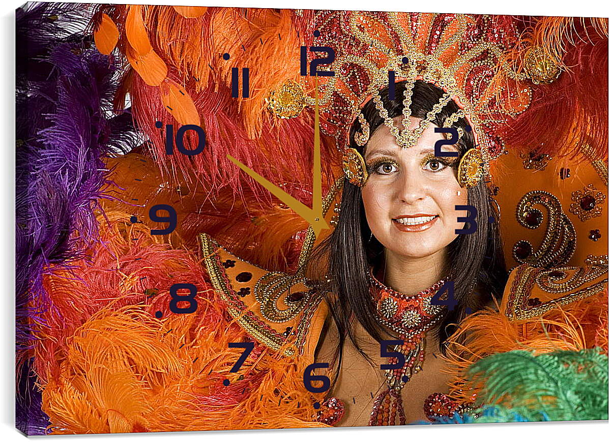 Часы картина - Участница бразильского карнавала
