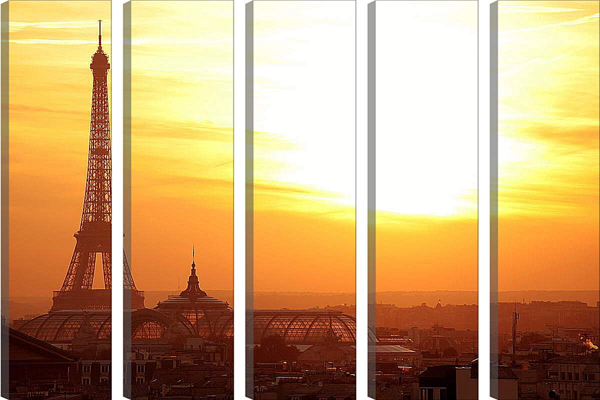 Модульная картина - Эйфелева башня в лучах заката
