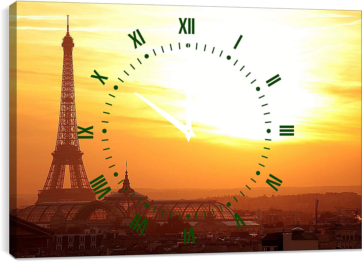 Часы картина - Эйфелева башня в лучах заката
