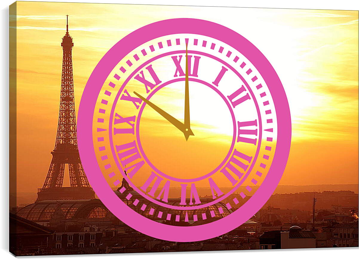 Часы картина - Эйфелева башня в лучах заката
