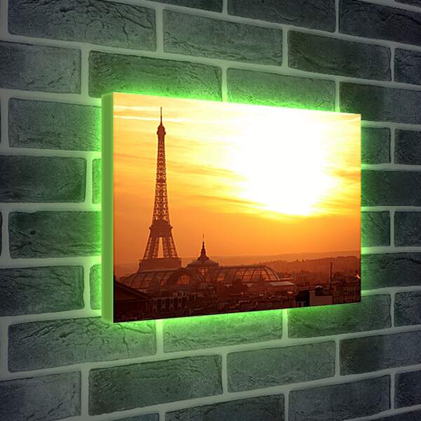 Лайтбокс световая панель - Эйфелева башня в лучах заката
