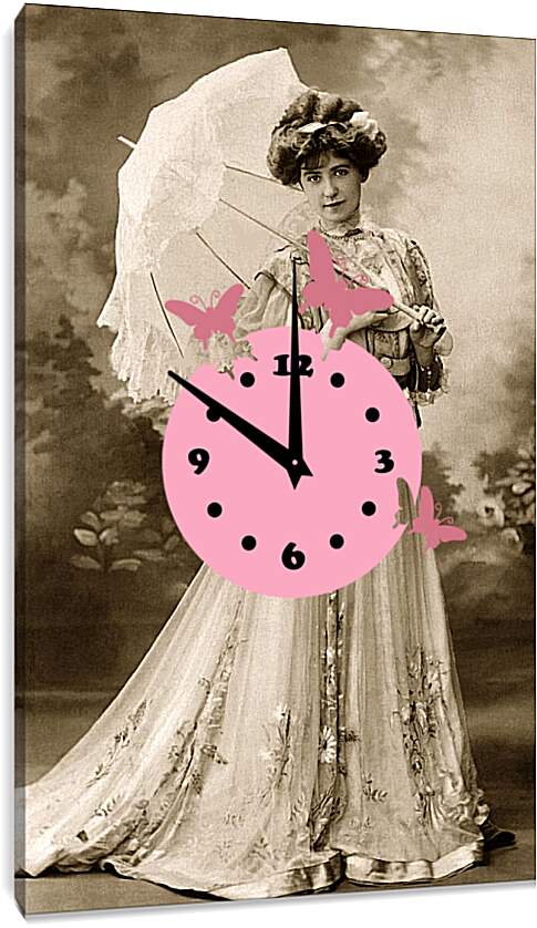 Часы картина - Девушка с зонтиком