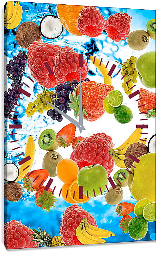 Часы картина - Ягоды и фрукты