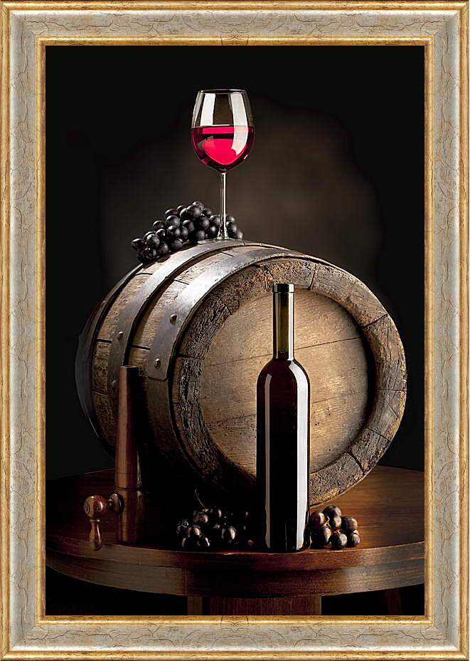 Картина в раме - Бутылка красного вина