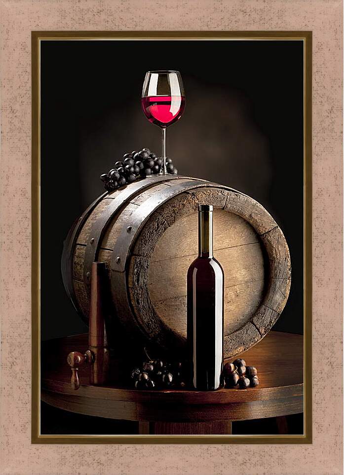 Картина в раме - Бутылка красного вина