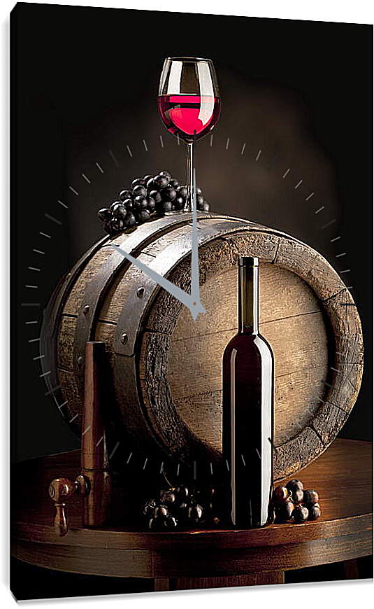 Часы картина - Бутылка красного вина