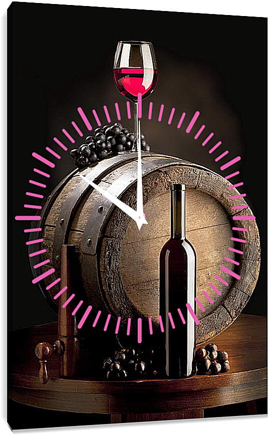 Часы картина - Бутылка красного вина