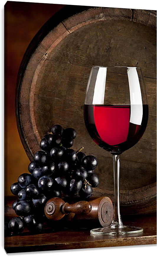 Постер и плакат - Виноград и бокал вина