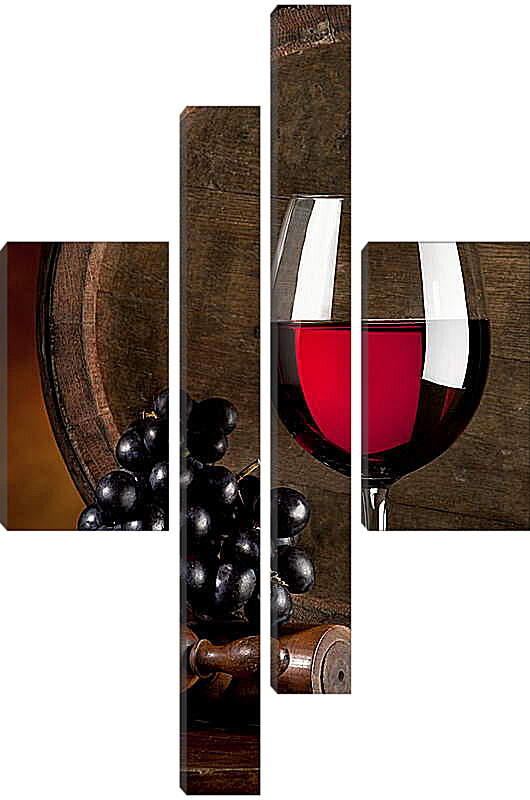 Модульная картина - Виноград и бокал вина