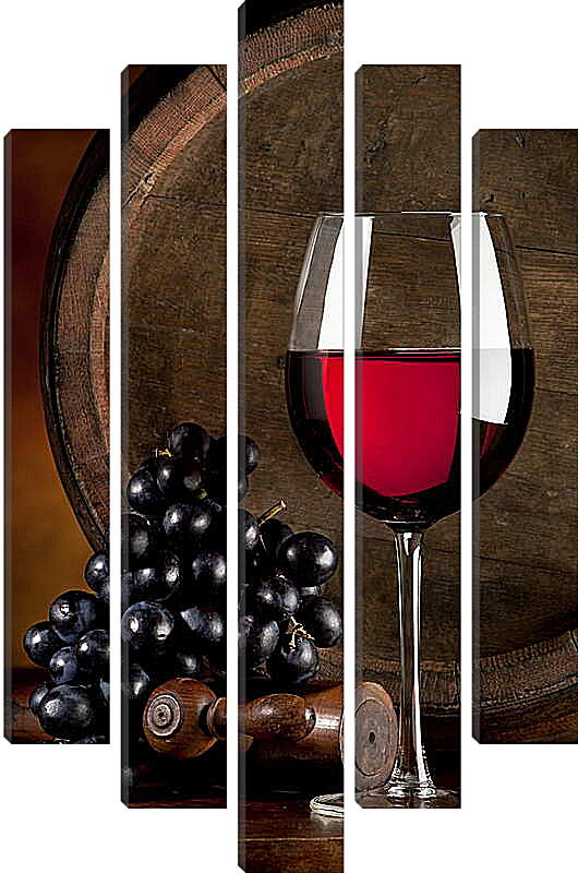Модульная картина - Виноград и бокал вина