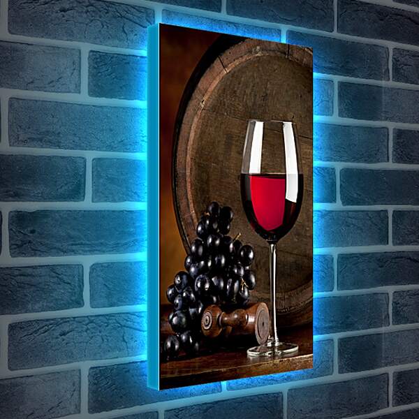 Лайтбокс световая панель - Виноград и бокал вина