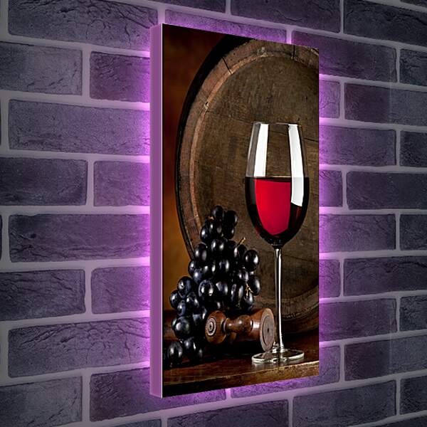 Лайтбокс световая панель - Виноград и бокал вина