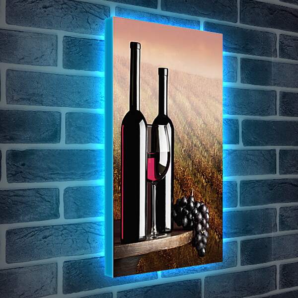 Лайтбокс световая панель - Две бутылки красного вина