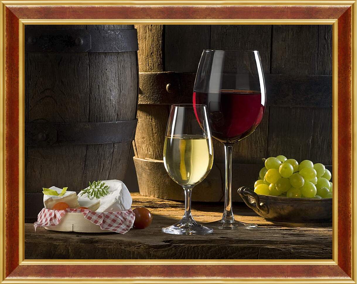 Картина в раме - Красное и десертное вина
