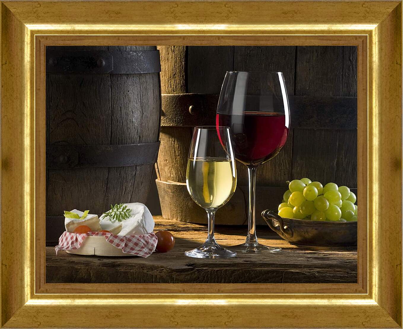 Картина в раме - Красное и десертное вина
