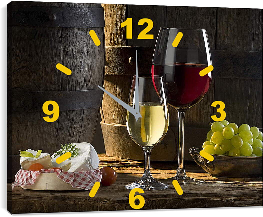 Часы картина - Красное и десертное вина