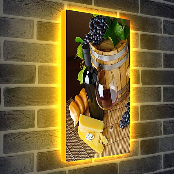 Лайтбокс световая панель - Вино, сыр и хлеб