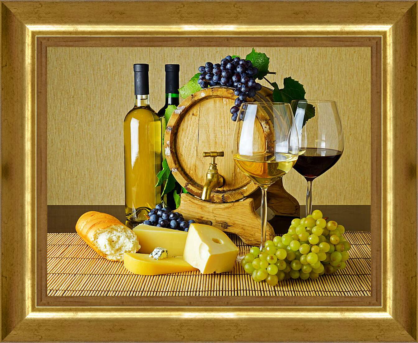 Картина в раме - Бочка с вином