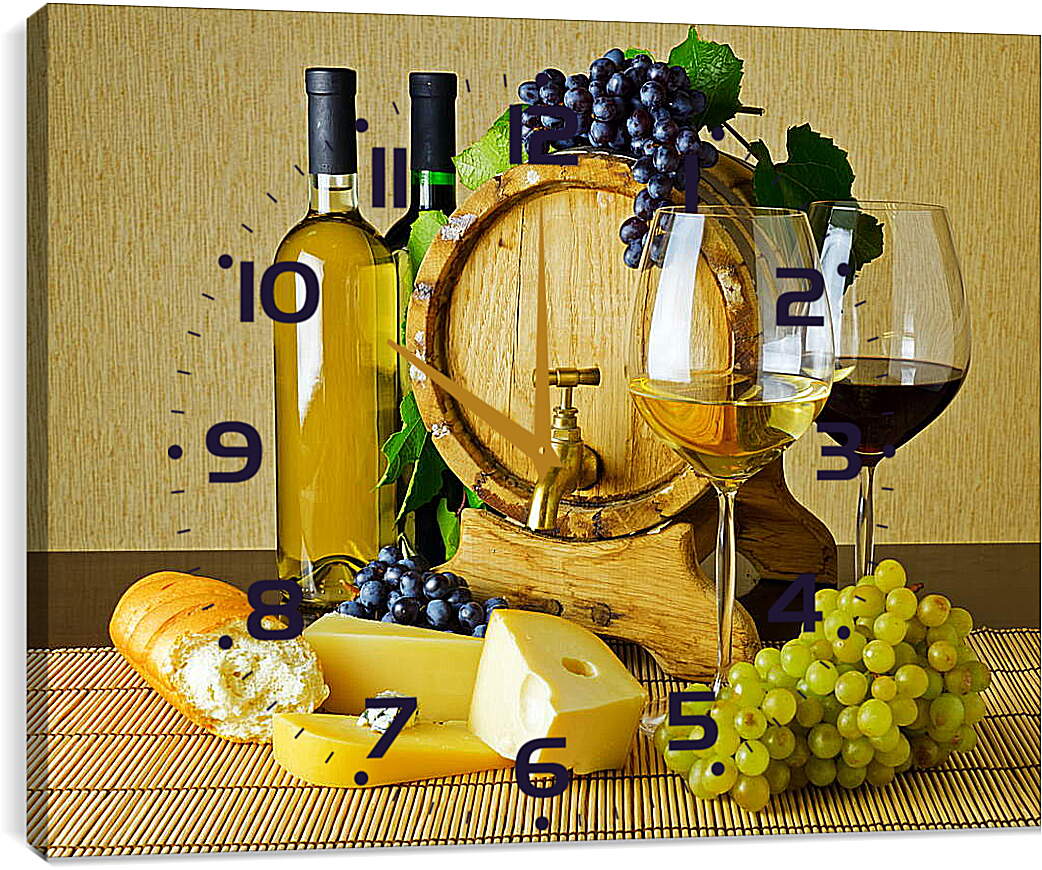 Часы картина - Бочка с вином