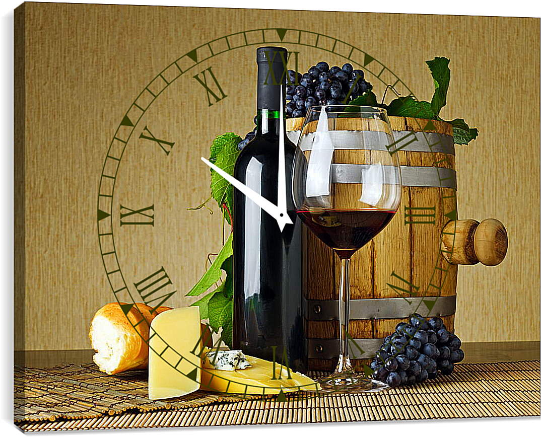 Часы картина - Бочонок с вином