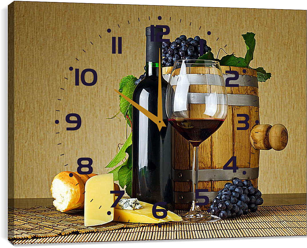 Часы картина - Бочонок с вином