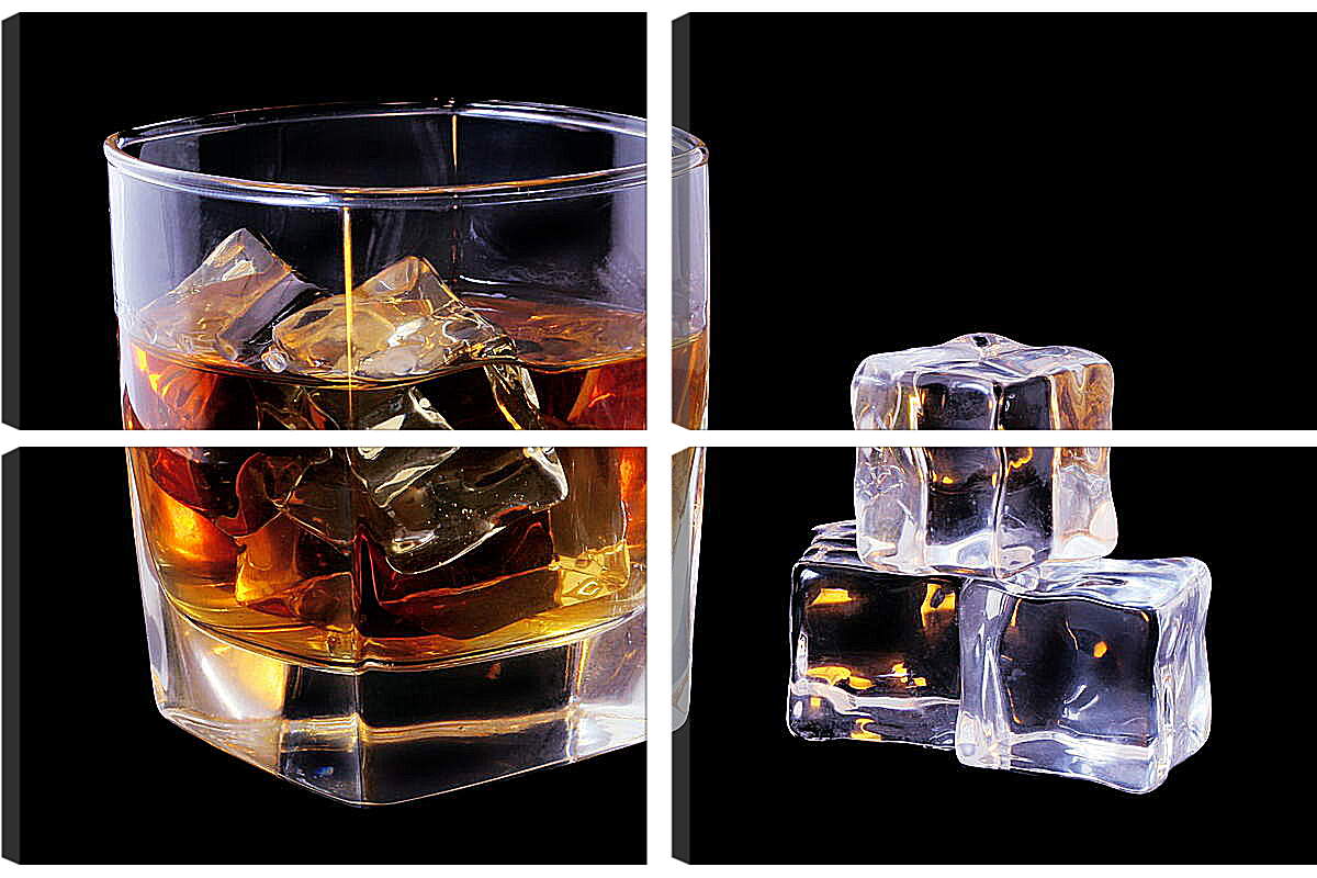 Модульная картина - Бокал виски и лед