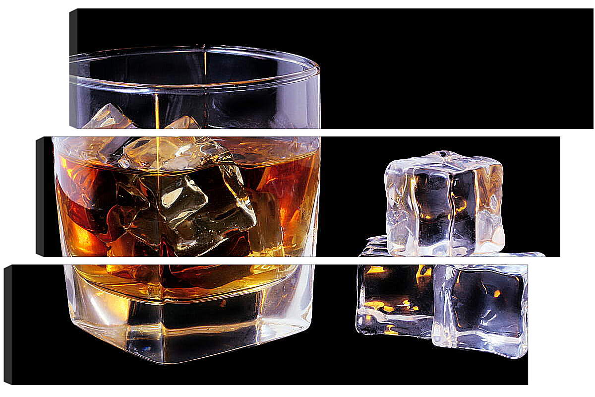 Модульная картина - Бокал виски и лед