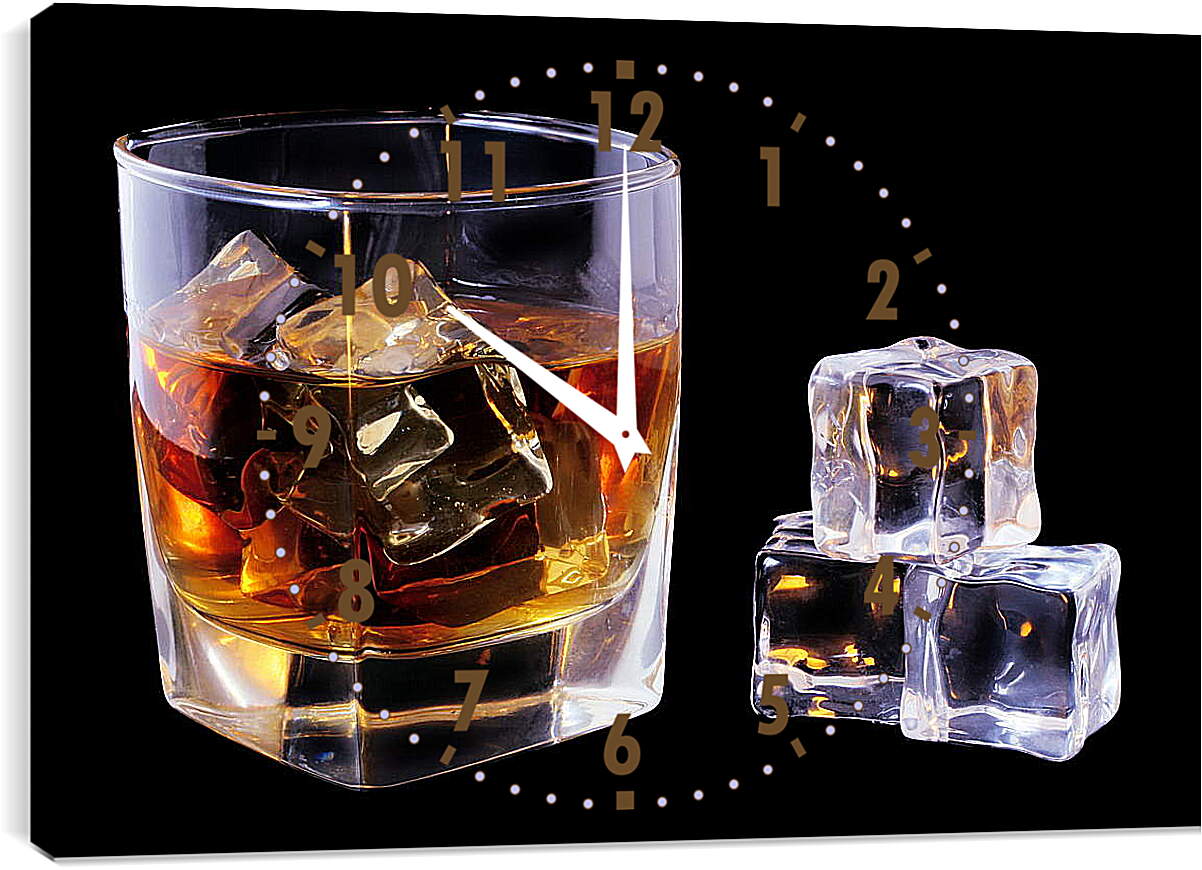 Часы картина - Бокал виски и лед