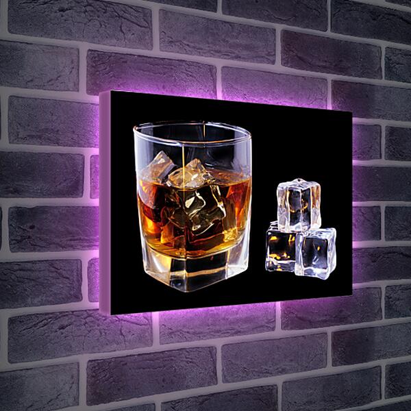 Лайтбокс световая панель - Бокал виски и лед