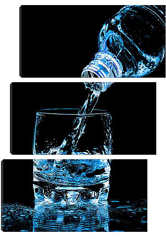 Модульная картина - Стакан с водой и бутылка