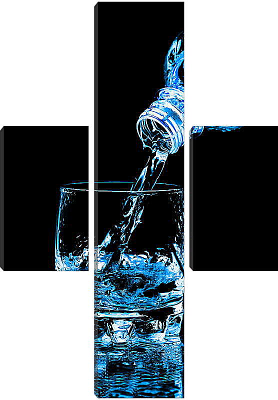 Модульная картина - Стакан с водой и бутылка