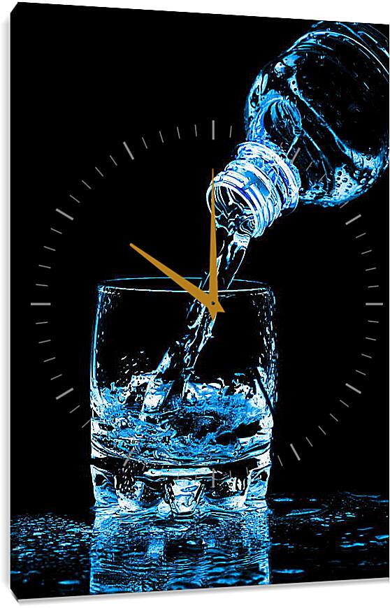 Часы картина - Стакан с водой и бутылка