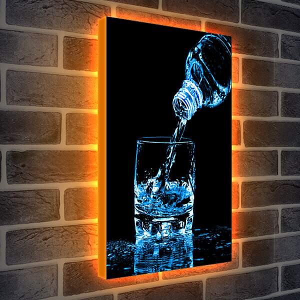 Лайтбокс световая панель - Стакан с водой и бутылка
