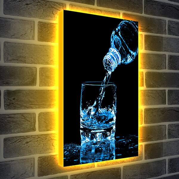 Лайтбокс световая панель - Стакан с водой и бутылка