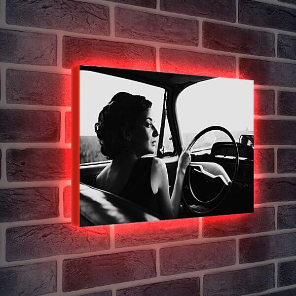 Лайтбокс световая панель - Девушка за рулем