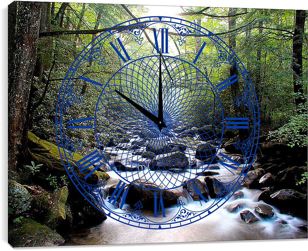 Часы картина - Ручей в лесу
