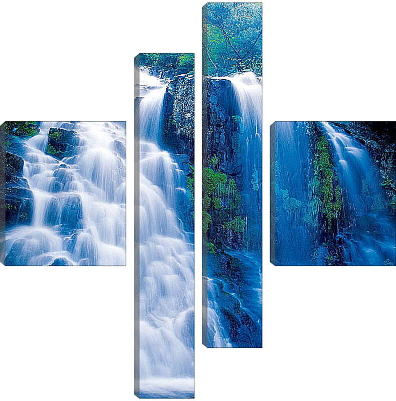 Модульная картина - Водопад в лесу
