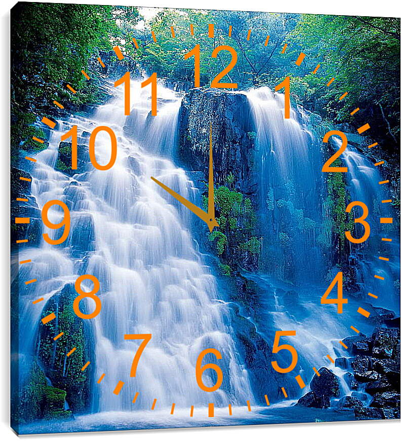 Часы картина - Водопад в лесу
