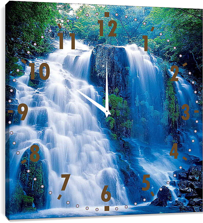Часы картина - Водопад в лесу
